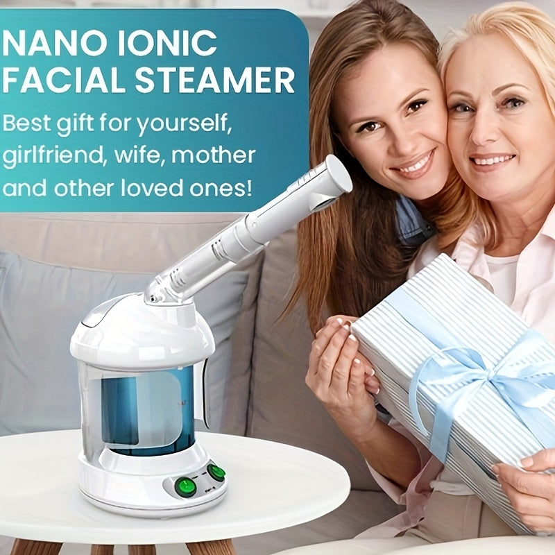 Facial Steamer, Fulog Nano Ionic Face Steamer for Facial Deep Cleaning Home Facial Spa, Portable Facial Steamer with 360° Rotatable Arm And Steel Skin Kits, Personal Care Use at Home Or Salon, Valentine'S Day Must-Have Gift